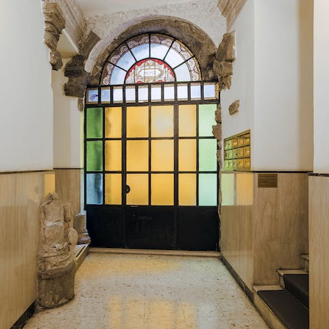 The grand entrance to the palazzo