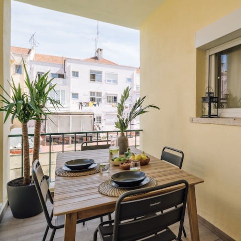 Enjoy a traditional Portuguese lunch on the private terrace