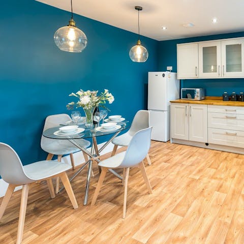 Enjoy breakfast at the dining table before strolling along the River Severn