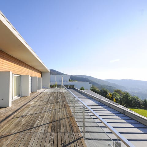 The views from the terrace of the mountain's silhouette