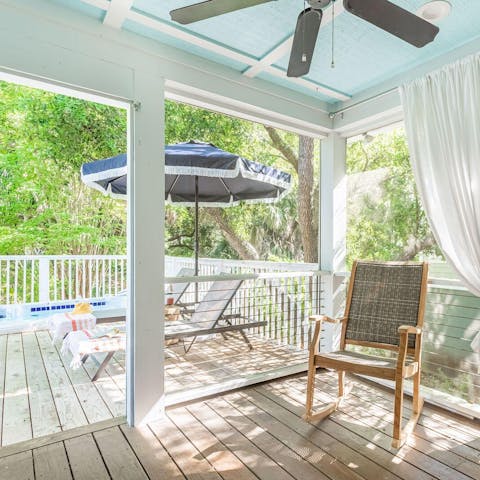 Catch forty winks on the covered deck - with obligatory rocking chairs