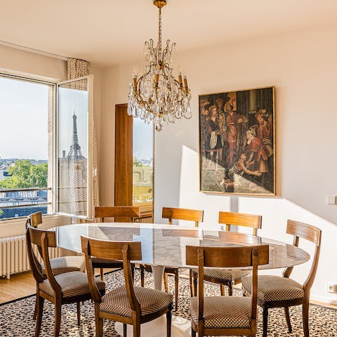 Enjoy some macarons at the dining table