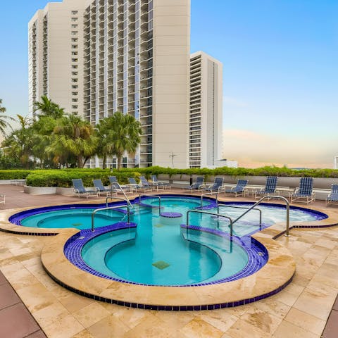 Unwind in the hot tub after a day of exploring