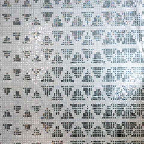 The tiles in the bathroom