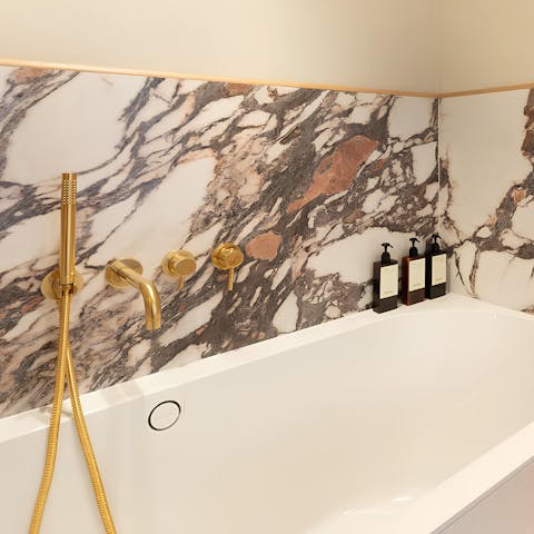 Kick back in the bathtub after a busy day on your feet