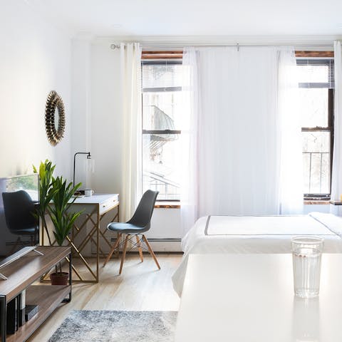Tall windows welcoming lots of light