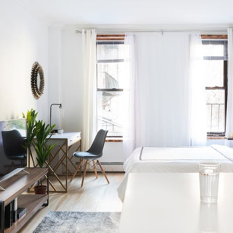 Tall windows welcoming lots of light