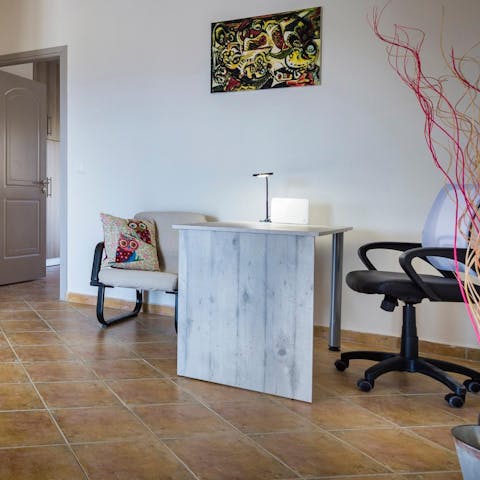 Keep one eye on business at the dedicated workstation