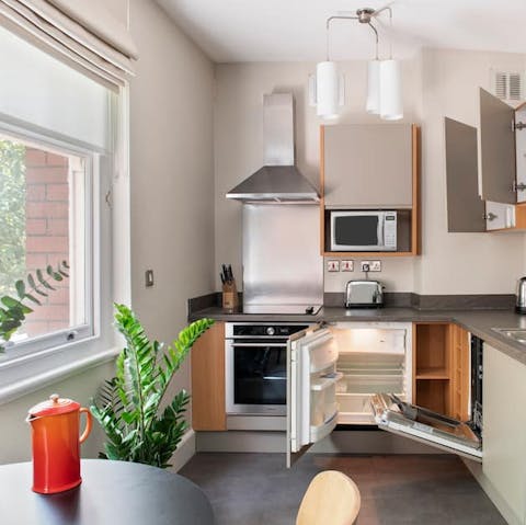 Rustle up breakfast in the smart, modern kitchen space