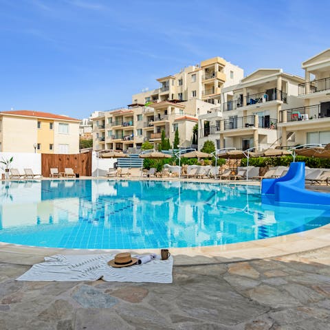 Cool off in the communal swimming pool