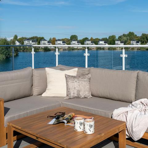 Stretch out on the terrace sofas with your morning coffee