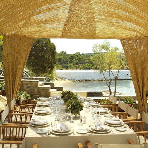 Sit down for a birthday dinner and admire the beauty of the island