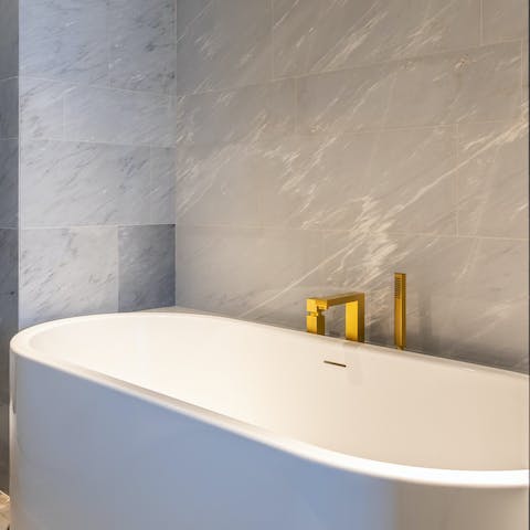 Luxuriate in the bathtub following action-packed days exploring Dubai
