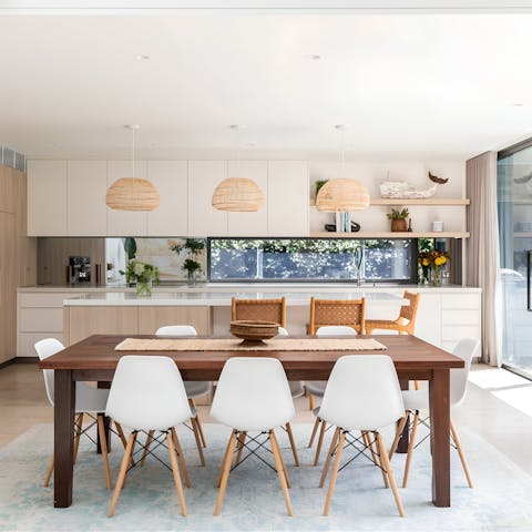 Dine together inside or out – there's a barbecue and a deck outside