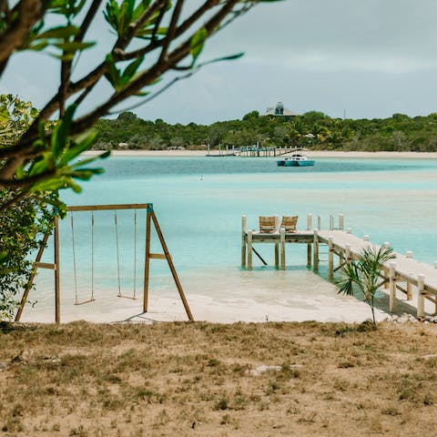 Go kayaking or paddle boarding off the home's dock in the lagoon