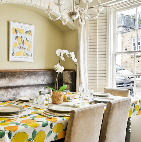 Share meals at the cafe-style dining table