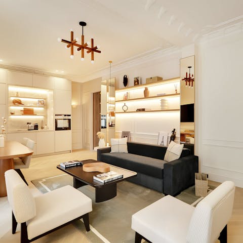 Flick through the coffee table books as you relax in the living room