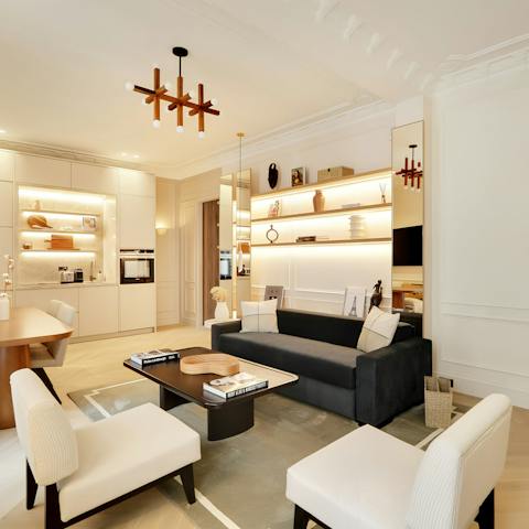 Flick through the coffee table books as you relax in the living room
