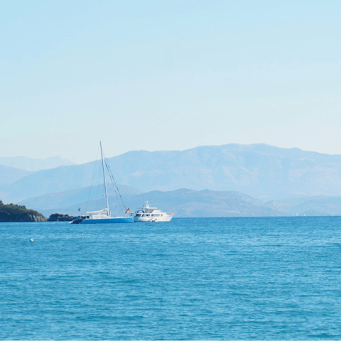 Explore the beautiful island and its coast – your home is a twenty-minute drive from Corfu Town