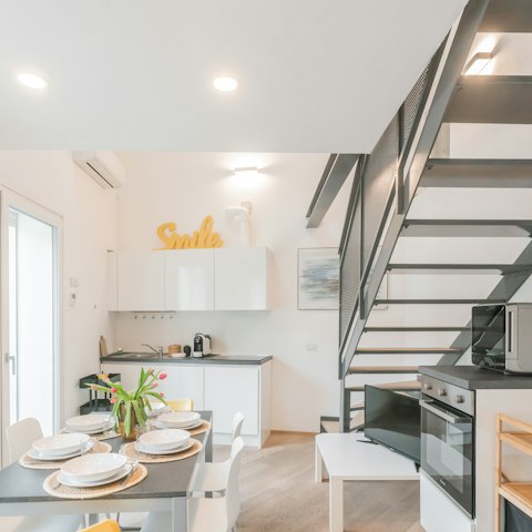 Prepare snacks or meals in the convenient kitchen