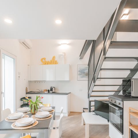 Prepare snacks or meals in the convenient kitchen