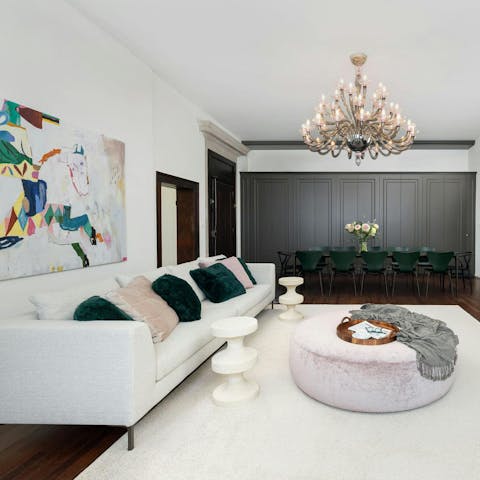 Get together in the grand living room for pre-dinner aperitifs