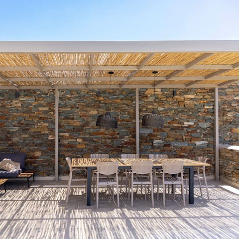 Dine alfresco on bifteki from one of the three indoor kitchens
