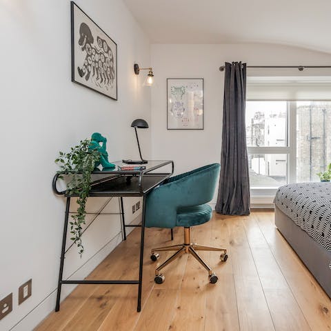 Catch up on work at the handy desk space provided
