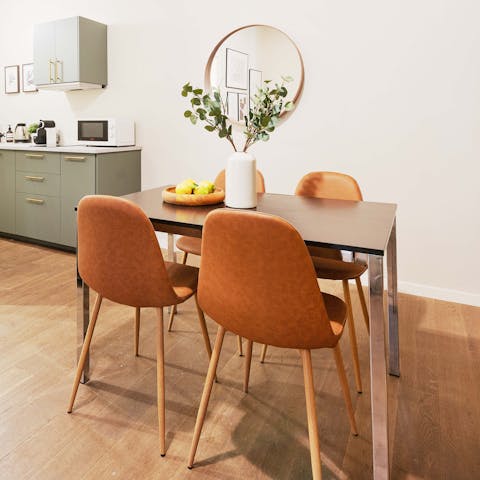 Gather round the table for laid-back meals and local wine