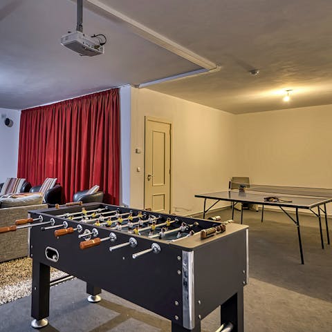 Challenge your friends and family to a games night, with ping pong and foosball available