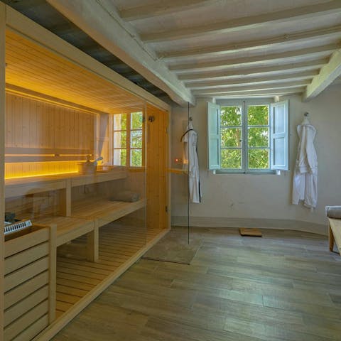 Wind down with a restorative session in the sauna