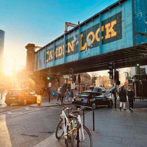 Find quirky souvenirs at Camden Market, thirty-minute tube ride away