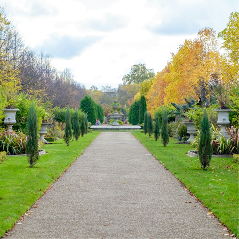 Wander the manicured gardens of Regent's Park, twenty-minute bus ride away