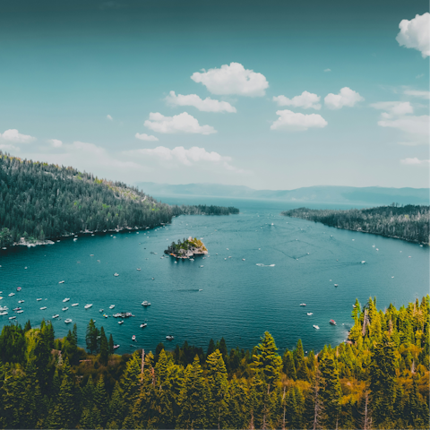 Enjoy an afternoon of watersports on Lake Tahoe, a short distance away