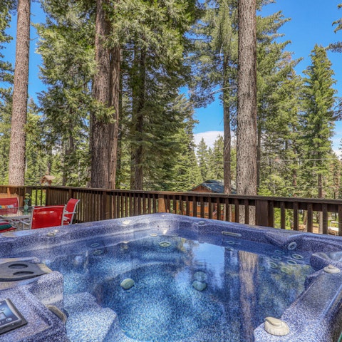 Relax in the hot tub at dusk and watch the stars appear