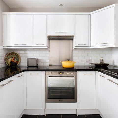 Cook up a storm in the sleek kitchen