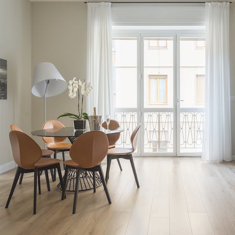 Enjoy a breakfast table bathed in sunlight from big windows