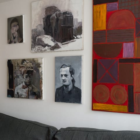 A gallery wall or painted artwork