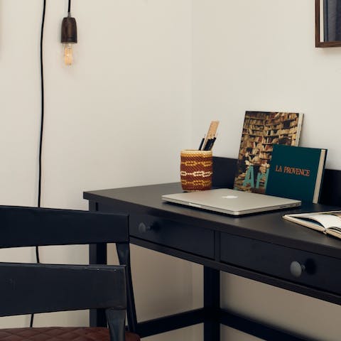 Catch up on work at the desk space