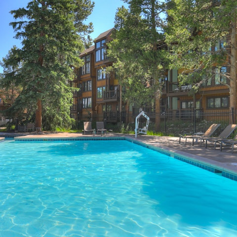Head to the communal pool for an afternoon swim