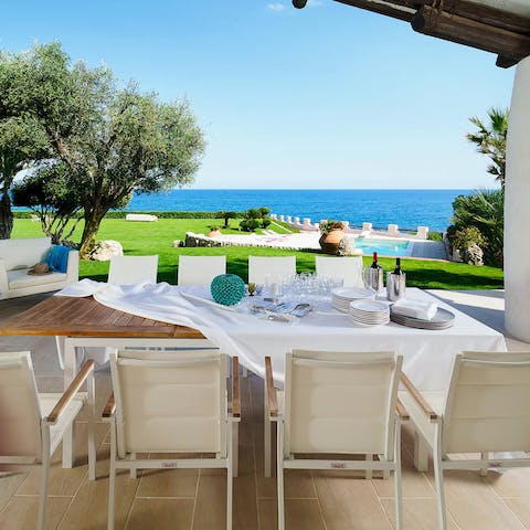 Dine al fresco with a gentle sea breeze and spectacular views