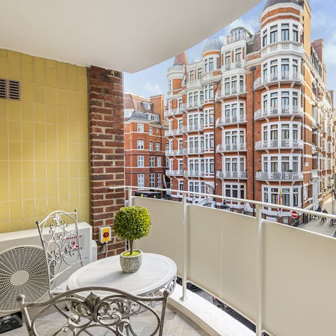 People-watch from the private balcony