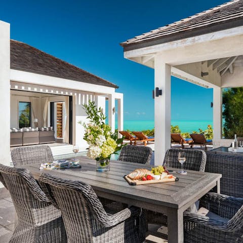 Have a private chef rustle up some local delicacies at the alfresco dining area