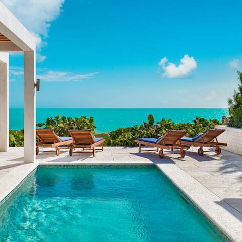 Swim gentle laps in the private swimming pool