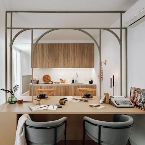 Catch up on emails from the laptop-friendly workspace