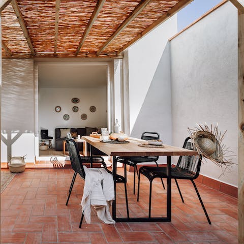 Lay the table for alfresco breakfasts on the private suntrap terrace