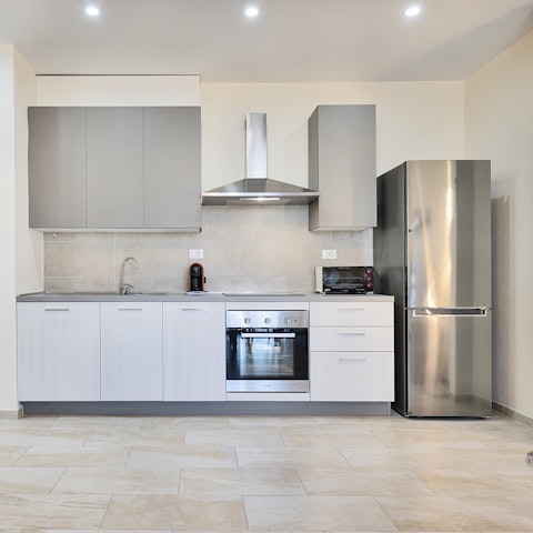 Make snacks or meals in the convenient kitchen