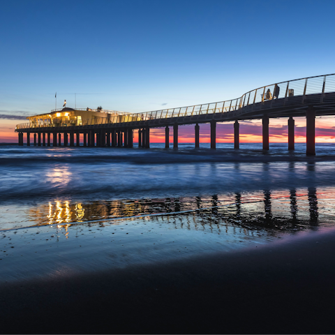 Discover the pier at Marina di Pietrasanta, less than a 15-minute drive away