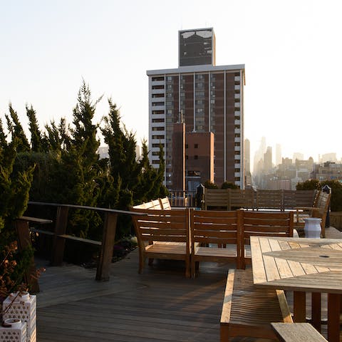 A sunny roof terrace