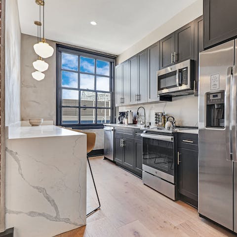 Cook up meals with a slice of city view